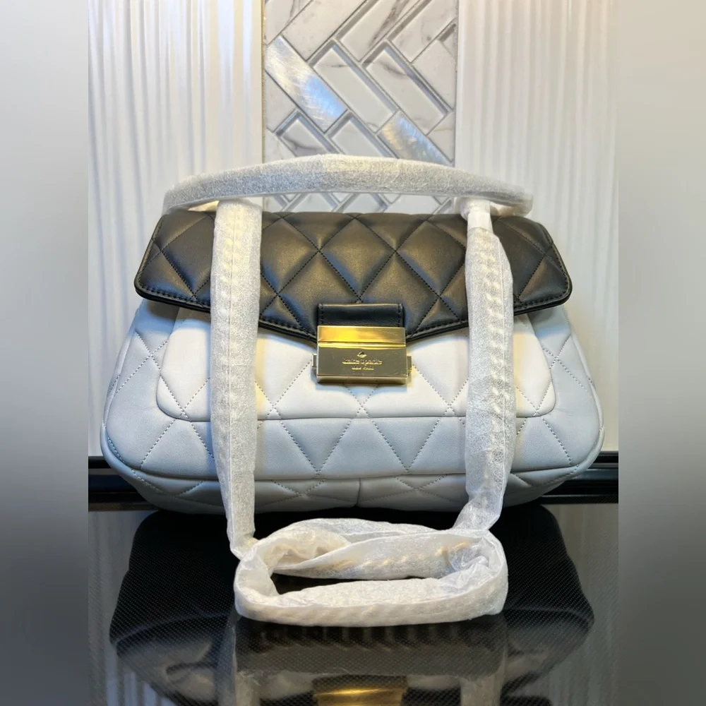 SALE 🔥 Colorblock Quilted Leather Carey Shoulder Bag Kate Spade Tricolor